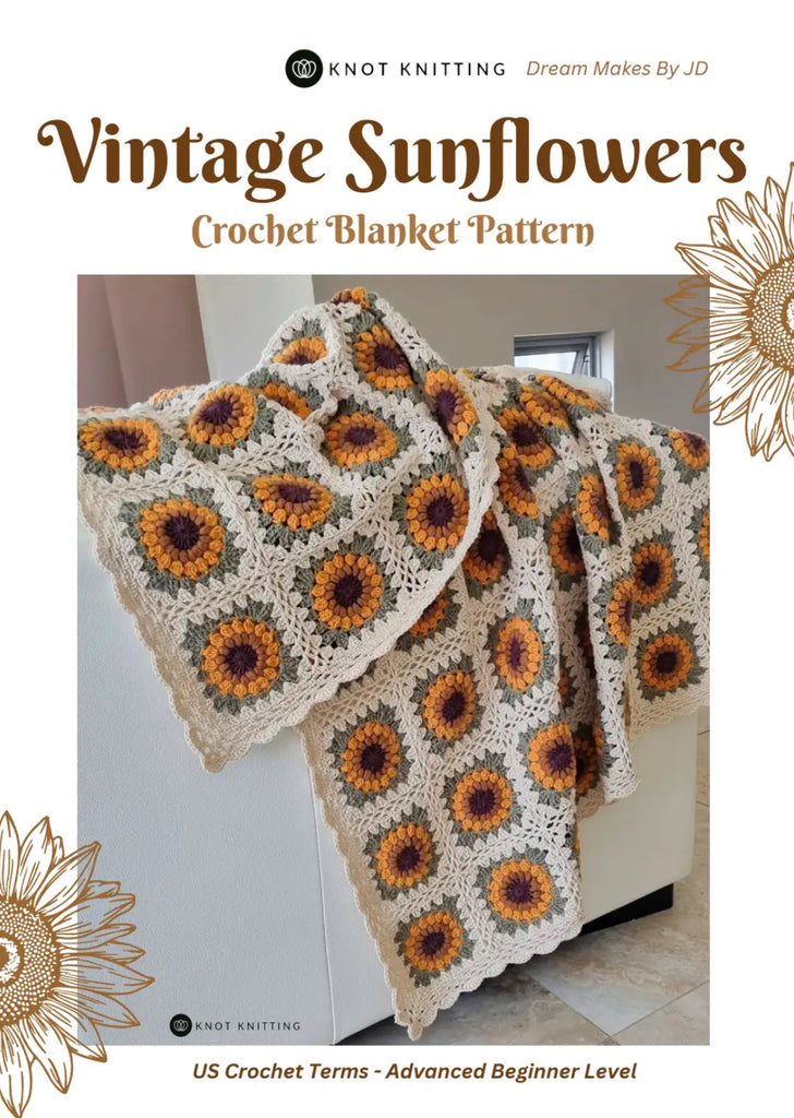 Vintage Sunflower Crochet Blanket Kit