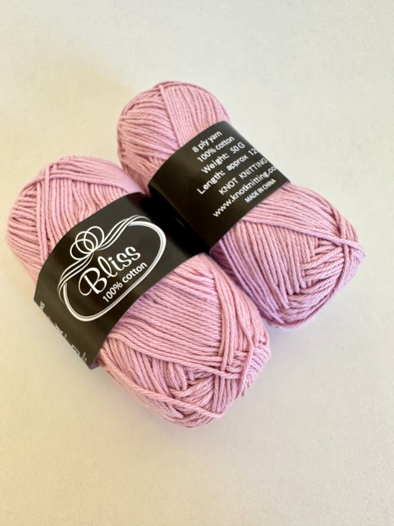 KK Bliss Cotton 8 ply Yarn - Baby Pink (08)