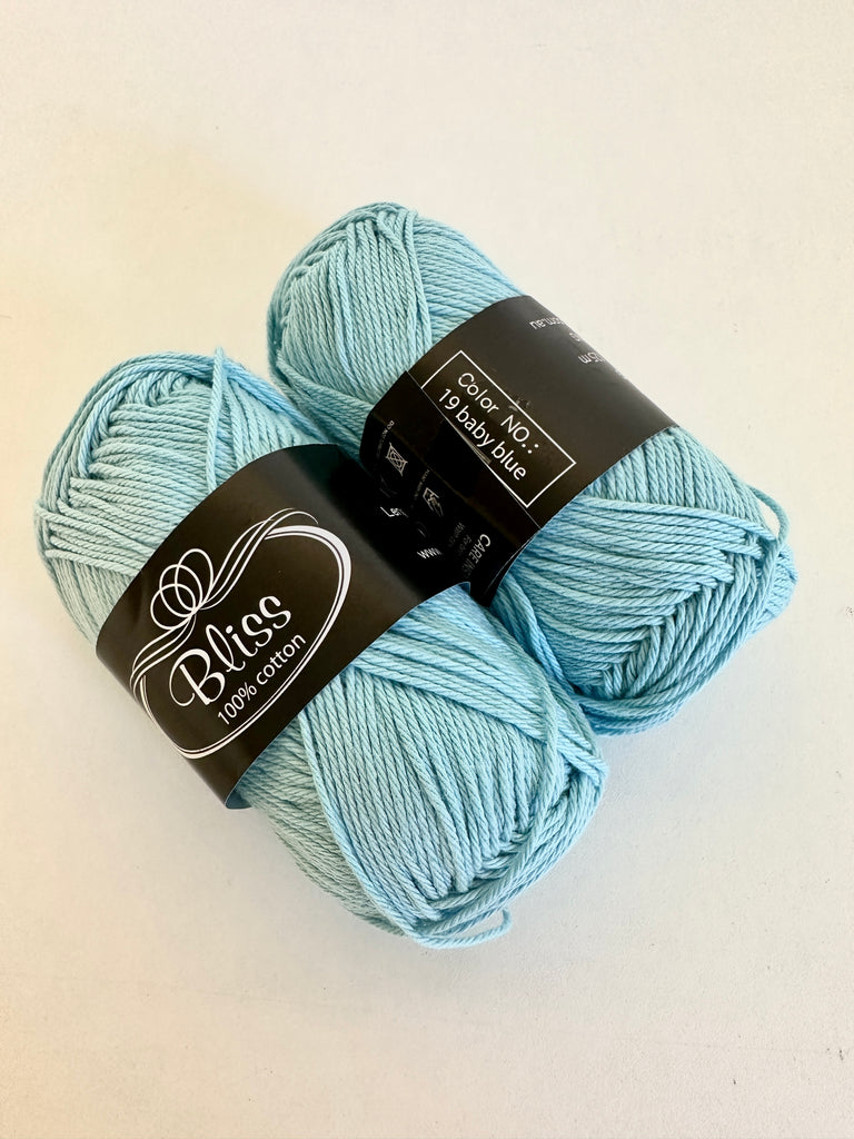 KK Bliss Cotton 8 ply Yarn - Baby Blue (19)
