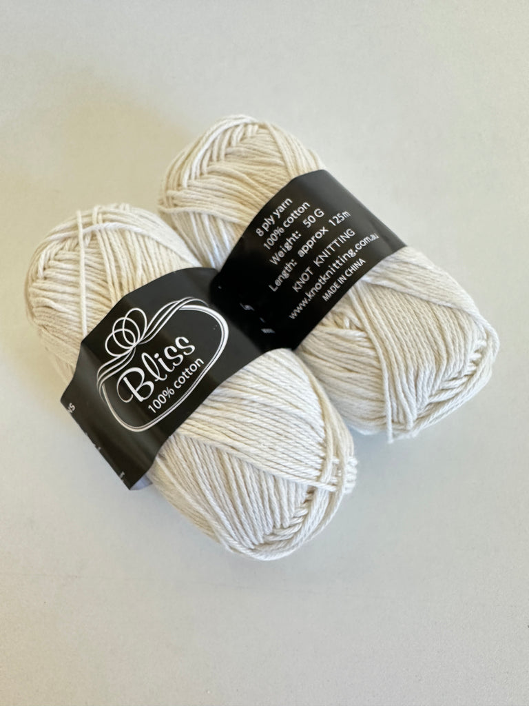 KK Bliss Cotton 8 ply Yarn - Beige (01)