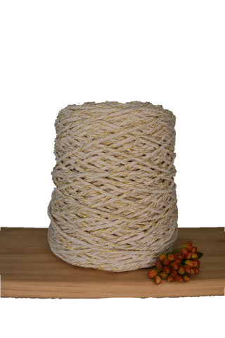 3ply Cotton Rope - 3mm - Natural/Metallic Mix