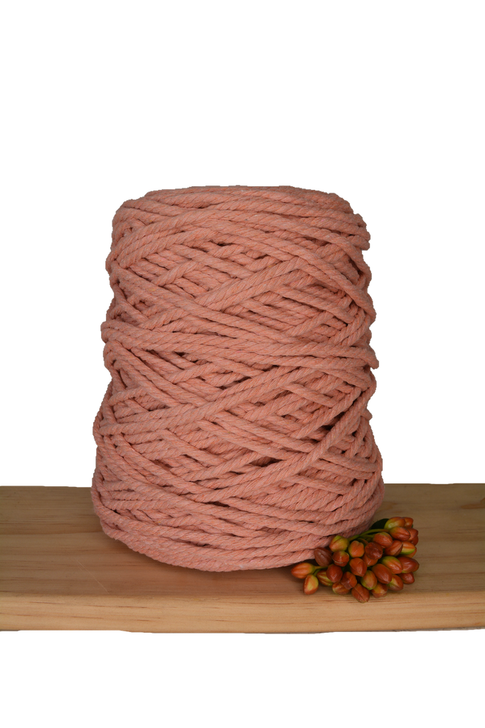 1kg Coloured 3 ply Recycled Macrame Cotton Rope - 4mm - Antique Peach