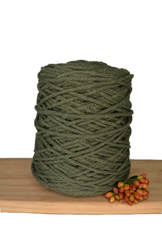 1kg Coloured 3 ply Recycled Macrame Cotton Rope - 4mm - Khaki