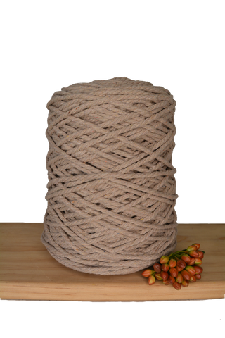 1kg Coloured 3 ply Recycled Macrame Cotton Rope - 4mm - Linen