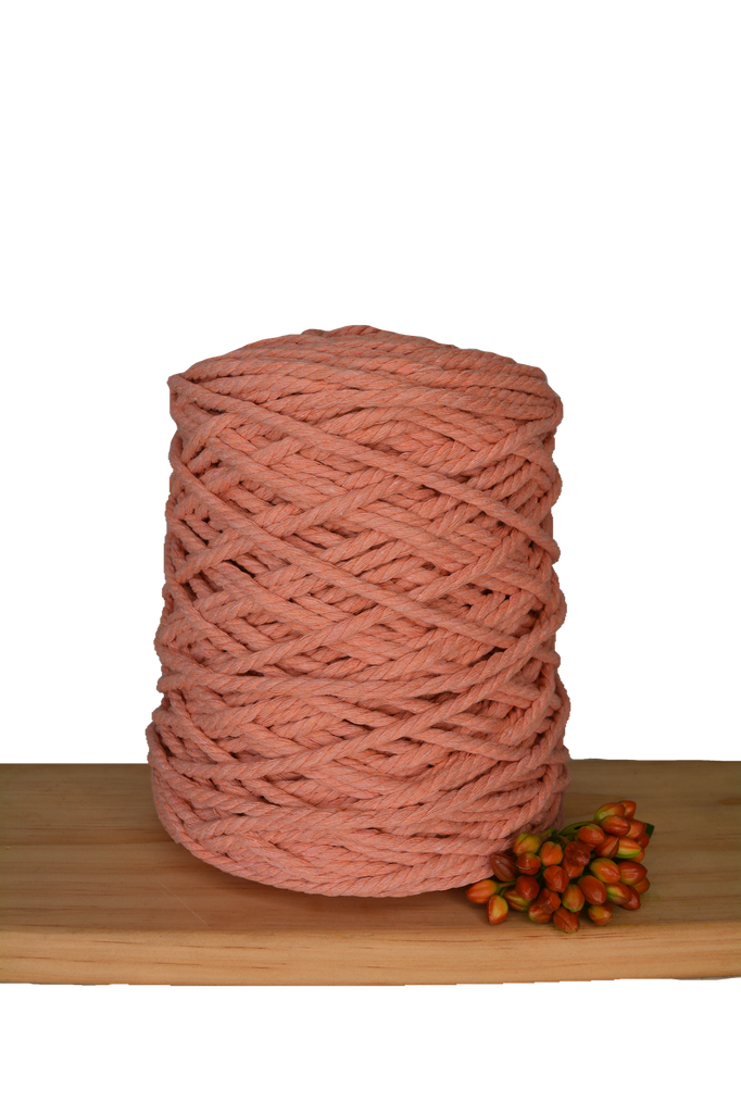 Coloured 3 ply Recycled Macrame Cotton Rope - 5mm - Antique Peach