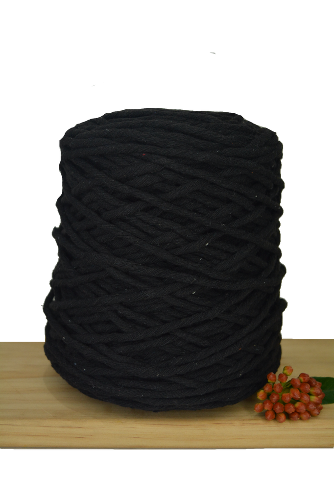 1kg Coloured 1ply Recycled Cotton String - 5mm - Black