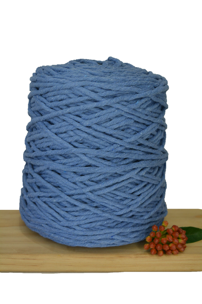1kg Coloured 1ply Recycled Cotton String - 5mm - Cornflower Blue