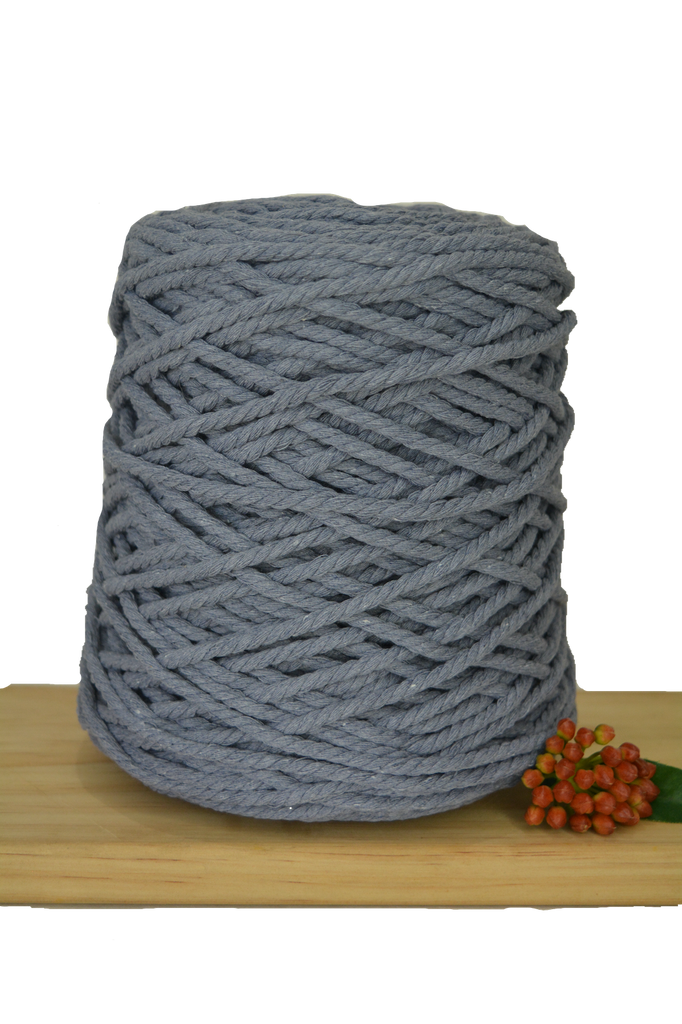 Coloured 3 ply Recycled Macrame Cotton Rope - 5mm - Graphite