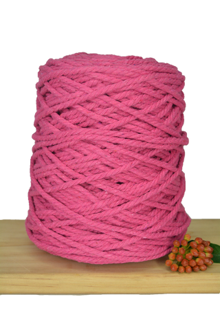 Coloured 3 ply Recycled Macrame Cotton Rope - 5mm - Hot Pink