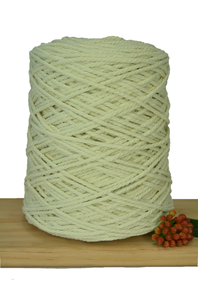Coloured 3 ply Macrame Cotton Rope - 3mm - Lemonchello
