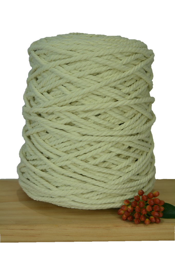 Coloured 3 ply Recycled Macrame Cotton Rope - 5mm - Lemonchello