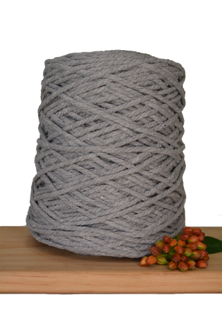 1kg Coloured 3 ply Recycled Macrame Cotton Rope - 4mm - Light Grey