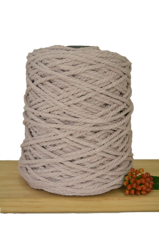 Coloured 3 ply Recycled Macrame Cotton Rope - 5mm - Mushroom Pink
