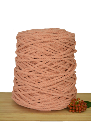 Coloured 3 ply Recycled Macrame Cotton Rope - 5mm - Peach