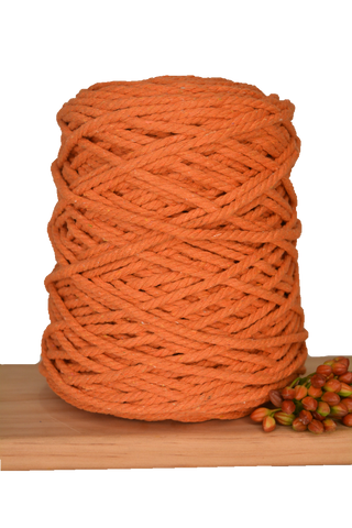 Coloured 3 ply Recycled Macrame Cotton Rope - 5mm - Saffron