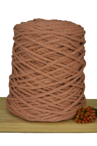 Coloured 3 ply Recycled Macrame Cotton Rope - 5mm - Salmon