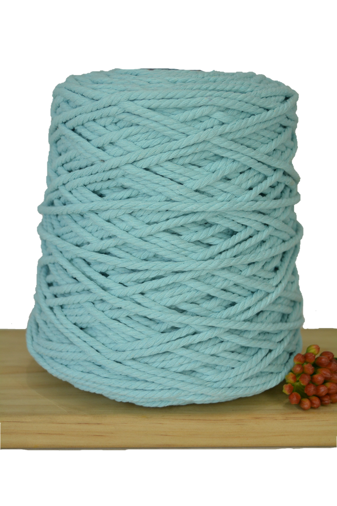 1kg Coloured 3 ply Recycled Macrame Cotton Rope - 4mm - Seafoam