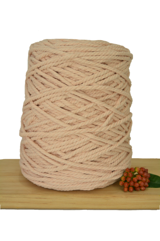 Coloured 3 ply Recycled Macrame Cotton Rope - 5mm - Soft Peach
