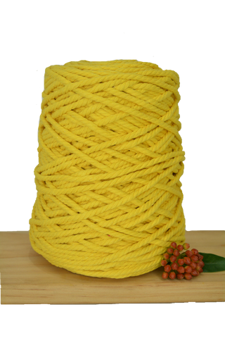 Coloured 3 ply Recycled Macrame Cotton Rope - 5mm - Sunshine