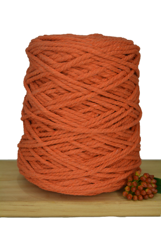 Coloured 3 ply Recycled Macrame Cotton Rope - 5mm - Tangerine