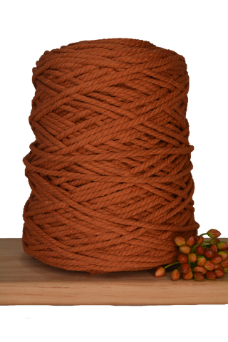 1kg Coloured 3 ply Recycled Macrame Cotton Rope - 4mm - Tumeric