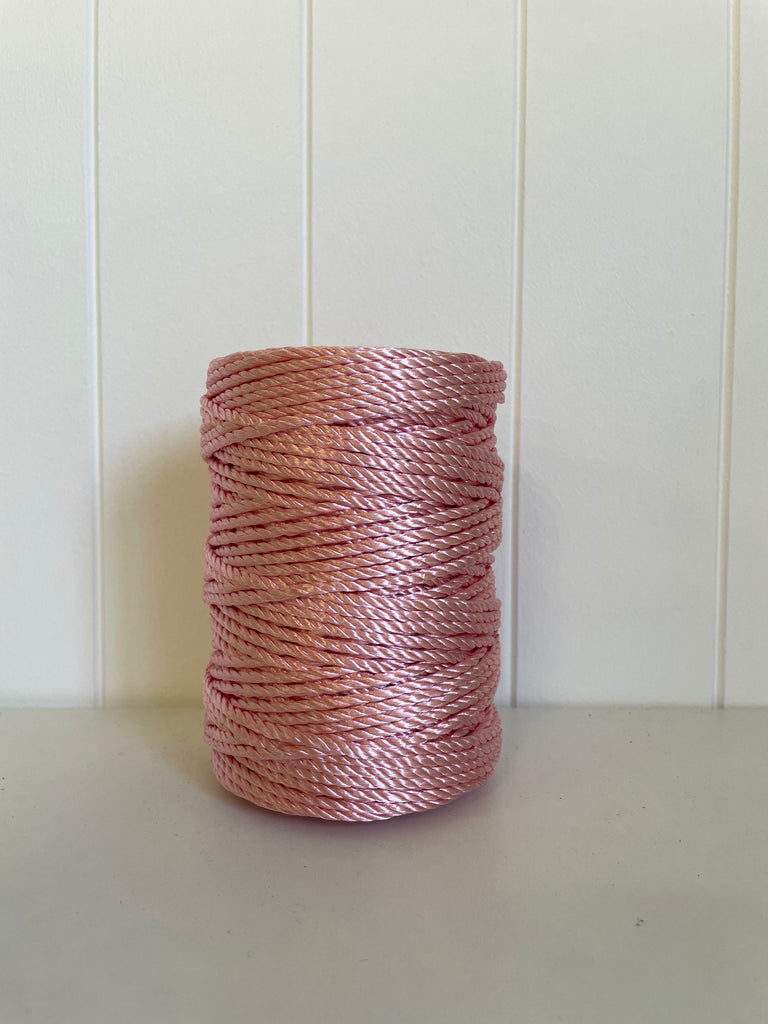 1kg Metallic 3ply Nylon Macrame Rope - 4mm - Pink