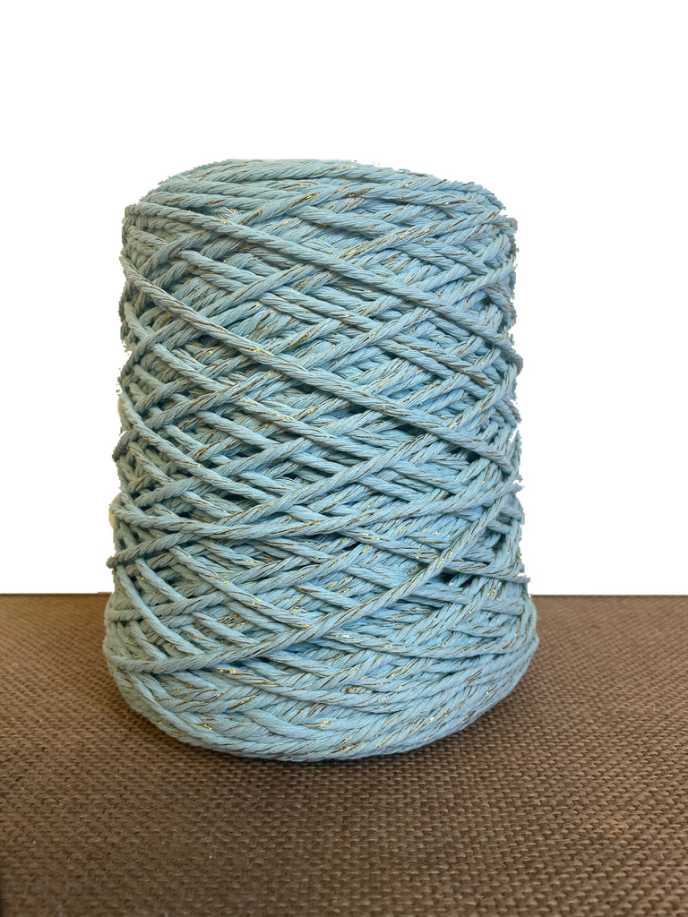 3ply Cotton Rope - 3mm - Seafoam/Metallic Mix