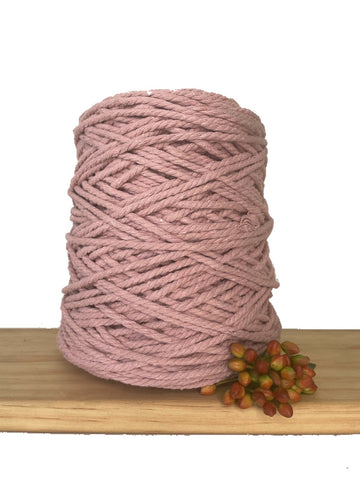 1kg Coloured 3 ply Recycled Macrame Cotton Rope - 4mm - Vintage Rose