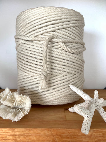 1kg 5mm 100% Pure Deluxe Macrame Cotton 3ply Rope - Natural