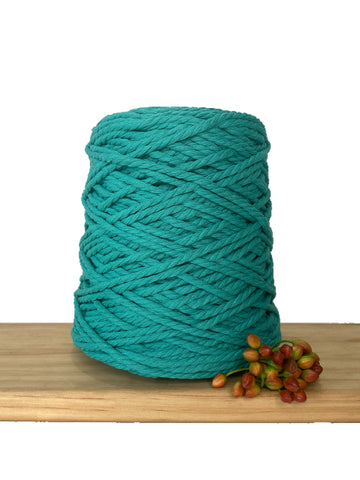 1kg Coloured 3 ply Recycled Macrame Cotton Rope - 4mm - New Teal