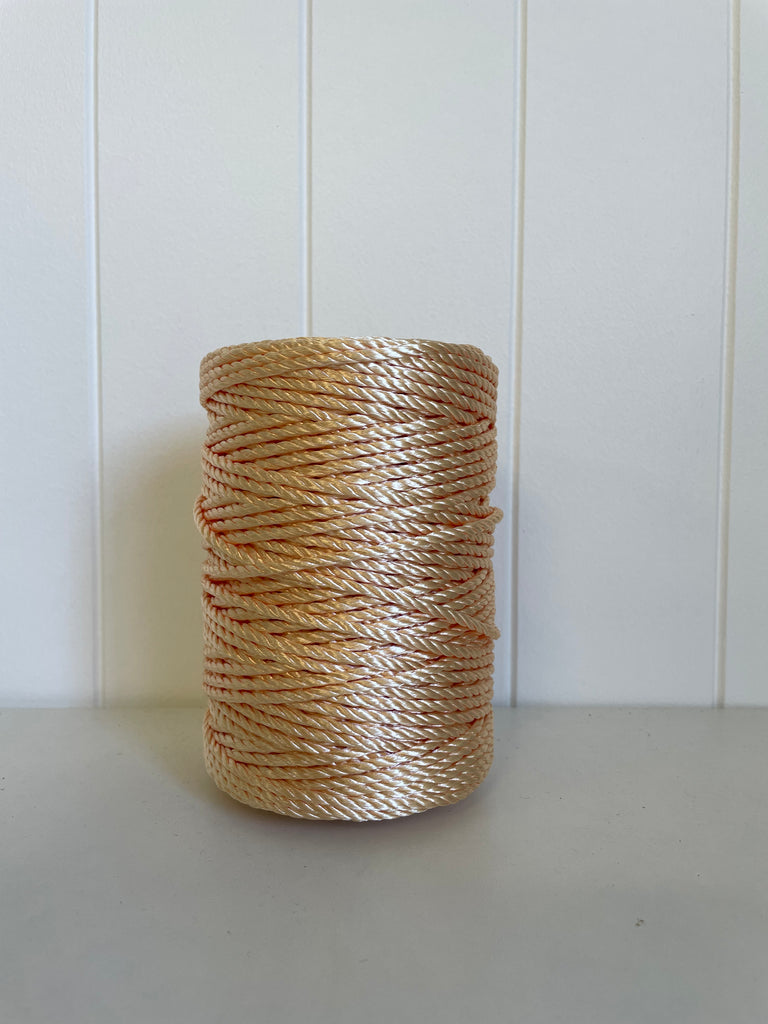 1kg Metallic 3ply Nylon Macrame Rope - 4mm - Soft Gold