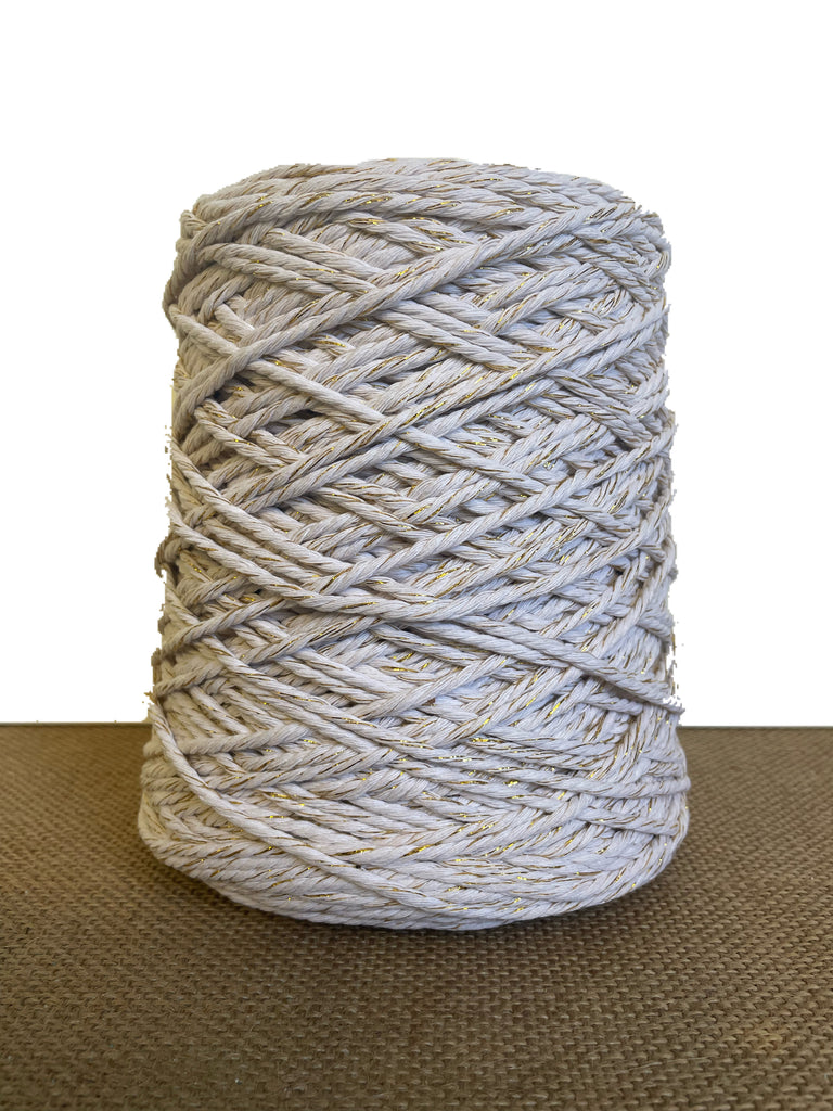 3ply Cotton Rope - 3mm - Ivory/Metallic Mix