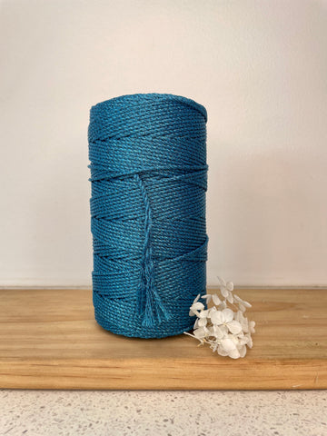 Metallic 1.5mm 3ply Rope - 500g - Harbour Blue