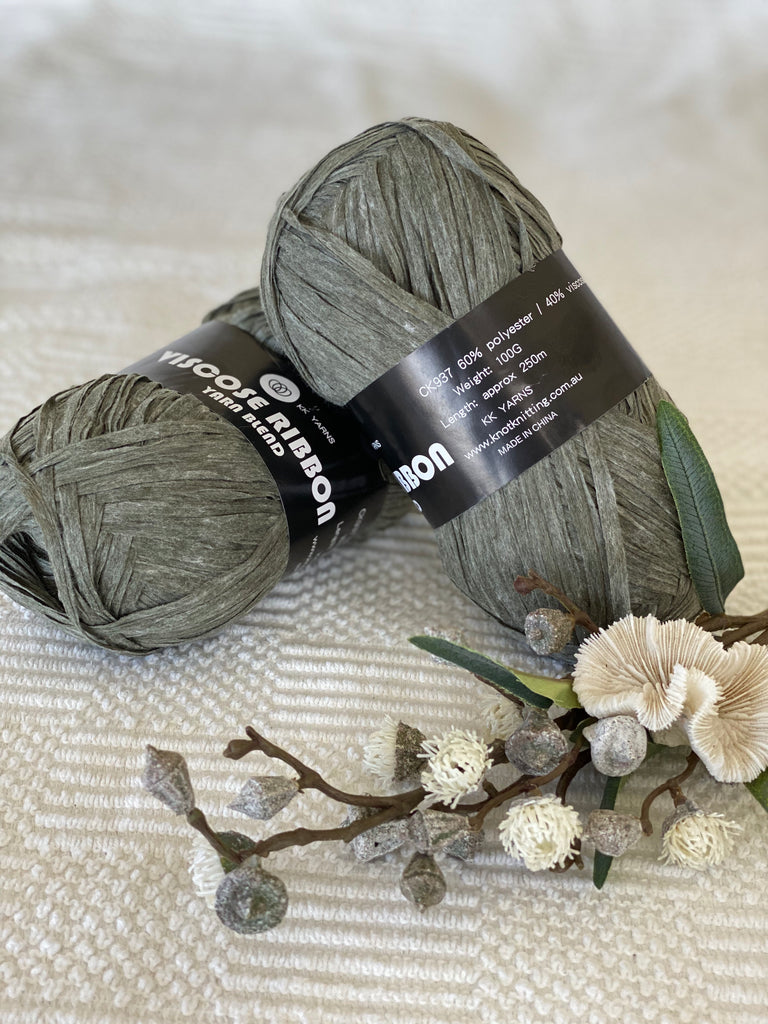 Ribbon Viscose Yarn - Khaki