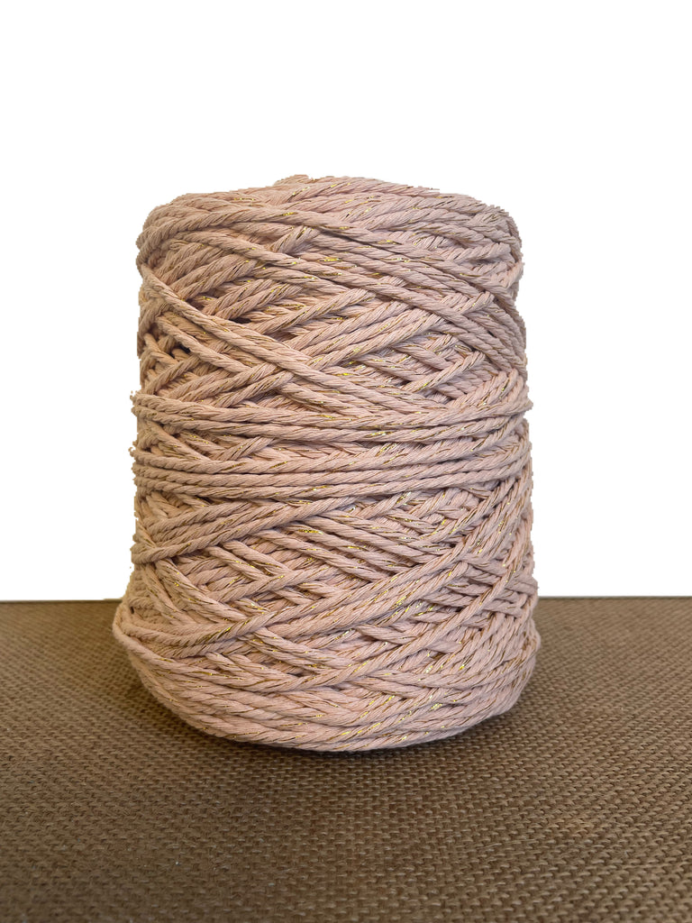 3ply Cotton Rope - 3mm - Soft Peach/Metallic Mix