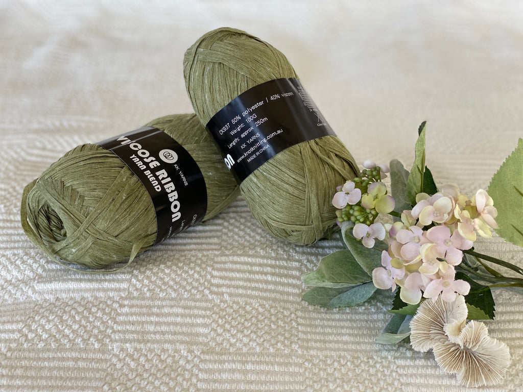 Ribbon Viscose Yarn - Pistachio - PACK OF 10