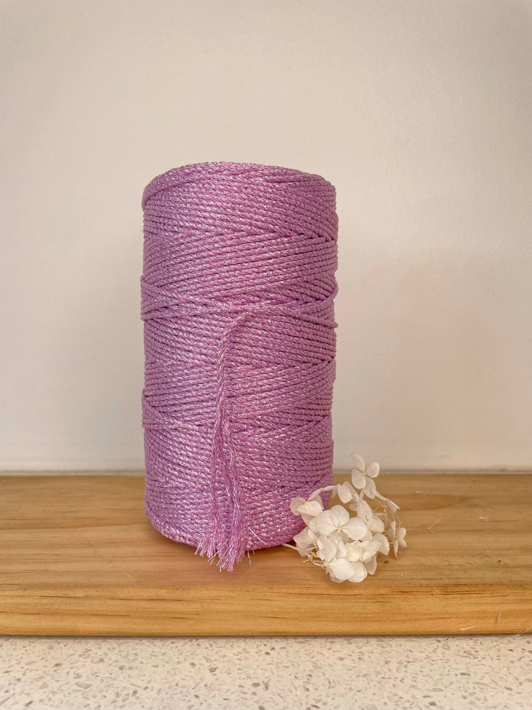 Metallic 1.5mm 3ply Rope - 500g - Lavender