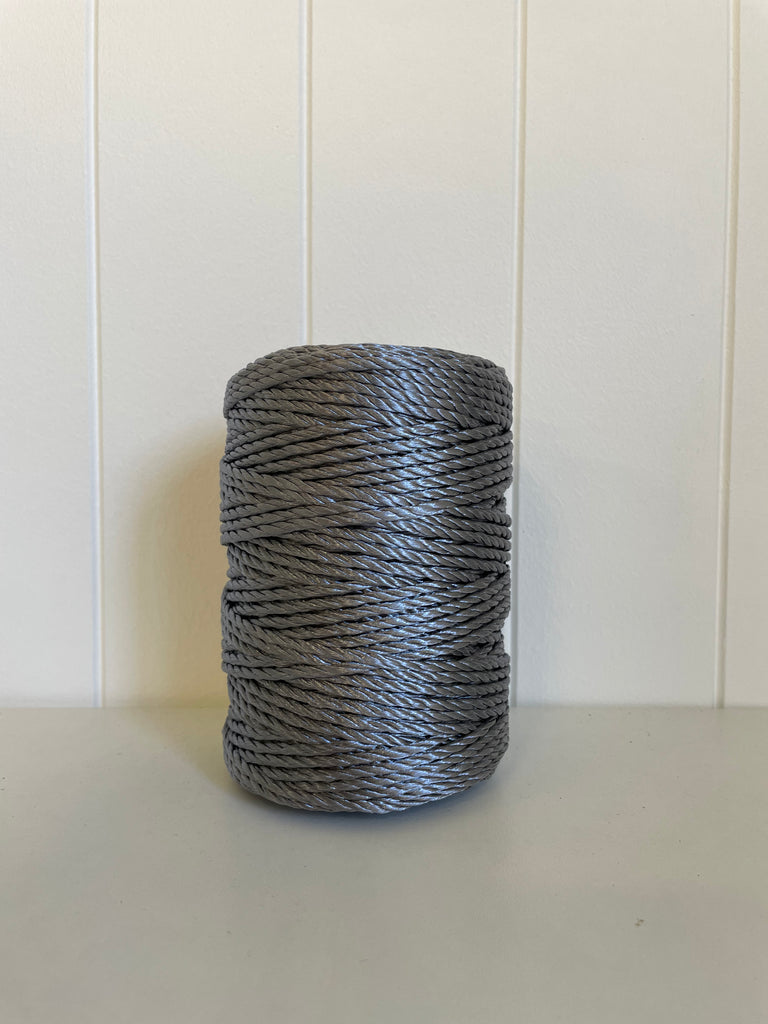 1kg Metallic 3ply Nylon Macrame Rope - 4mm - Gunmetal