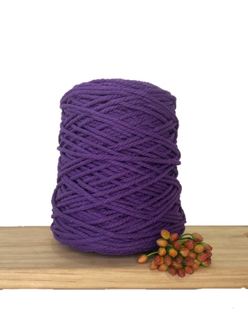 1kg Coloured 3 ply Recycled Macrame Cotton Rope - 4mm - Cadbury Purple
