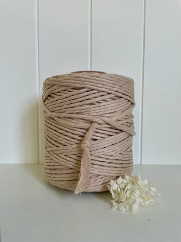 1kg 5mm 1ply Deluxe Recycled Cotton String - Latte