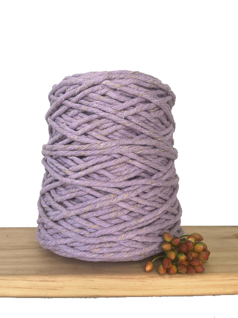 1kg 1ply Macrame Cotton String - 5mm - Metallic Blend - Lavender/Gold