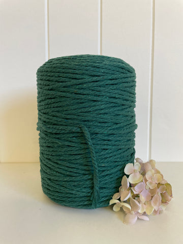 Coloured 3 ply Recycled Macrame Cotton Rope - 3mm - Forest