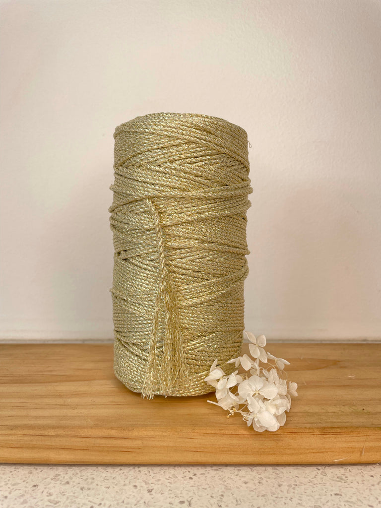 Metallic 1.5mm 3ply Rope - 500g - Gold