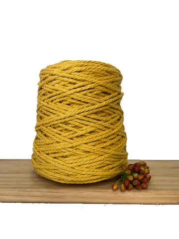 1kg Coloured 3 ply Recycled Macrame Cotton Rope - 4mm - Mustard