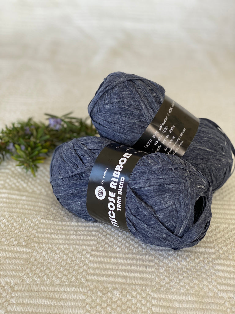 Ribbon Viscose Yarn - Navy