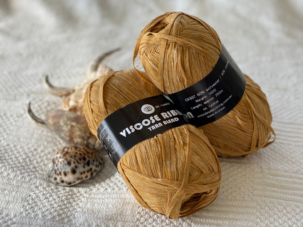 Ribbon Viscose Yarn - Mustard - PACK OF 10