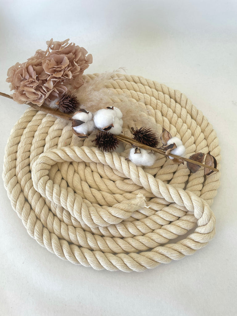 Cotton 3ply 20mm Premium Recycled Rope - Natural - 10m