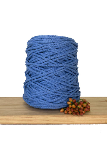 Coloured 3 ply Recycled Macrame Cotton Rope - 5mm - Santorini Blue