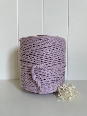 1kg 5mm 3ply Deluxe Recycled Cotton Rope - Lilac