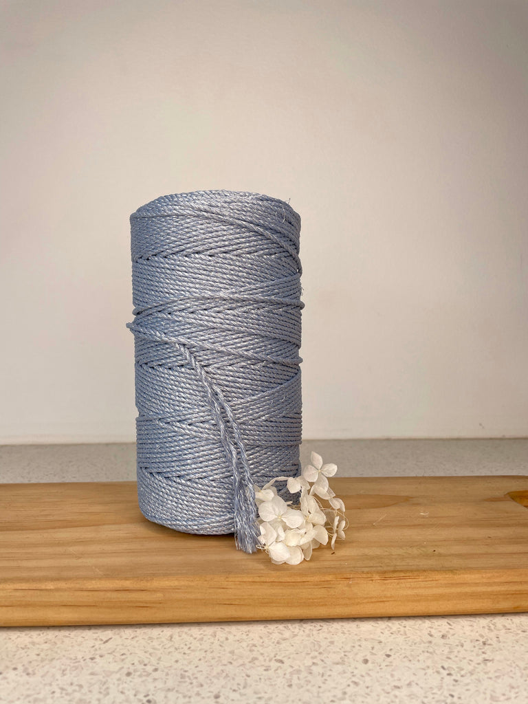 Metallic 1.5mm 3ply Rope - 500g - Light Blue